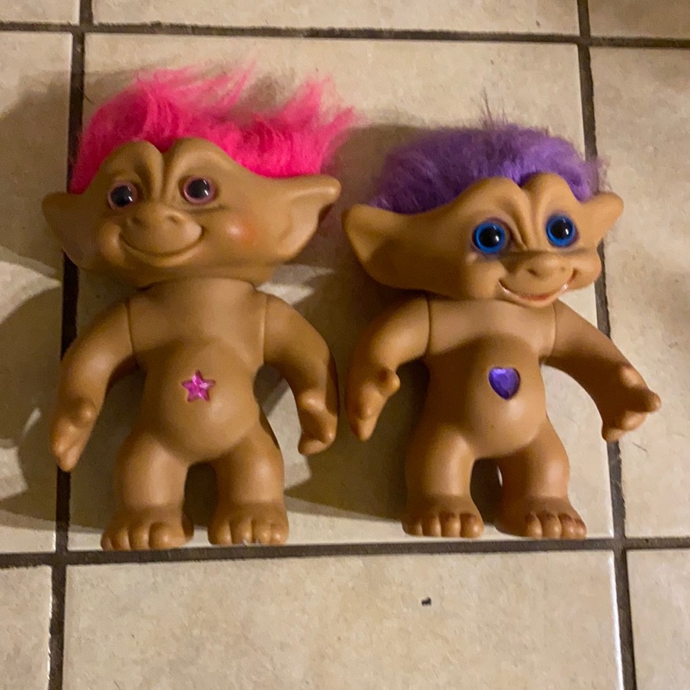 2 Troll dolls. Made by Ace Novelty. 8 inches tall.